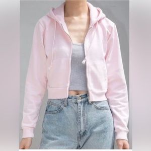 brandy melville cropped crystal light pink sweatshirt